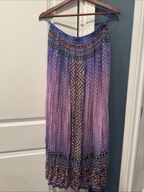 Tanvi Kedia Anthropologie beaded Boho Purple Pink Ombre Maxi skirt size S/M
